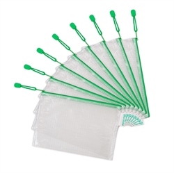 A5 folder with zipper, green - 8 pcs.