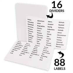 DVD Dividers incl. labels with pre-printed film genres - 16 pcs. 