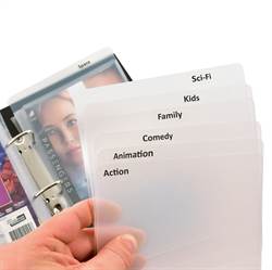 DVD Dividers with binder holes and labels with pre-printed film genres - 16 pcs. 